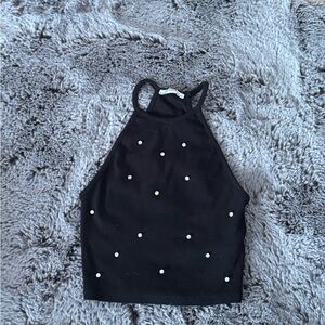 Zara black halter top with rhinestones Size S